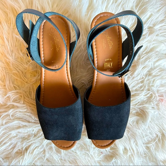 Seychelles made in Italy black brown wood block platform wedge sandal heels - Picture 3 of 5